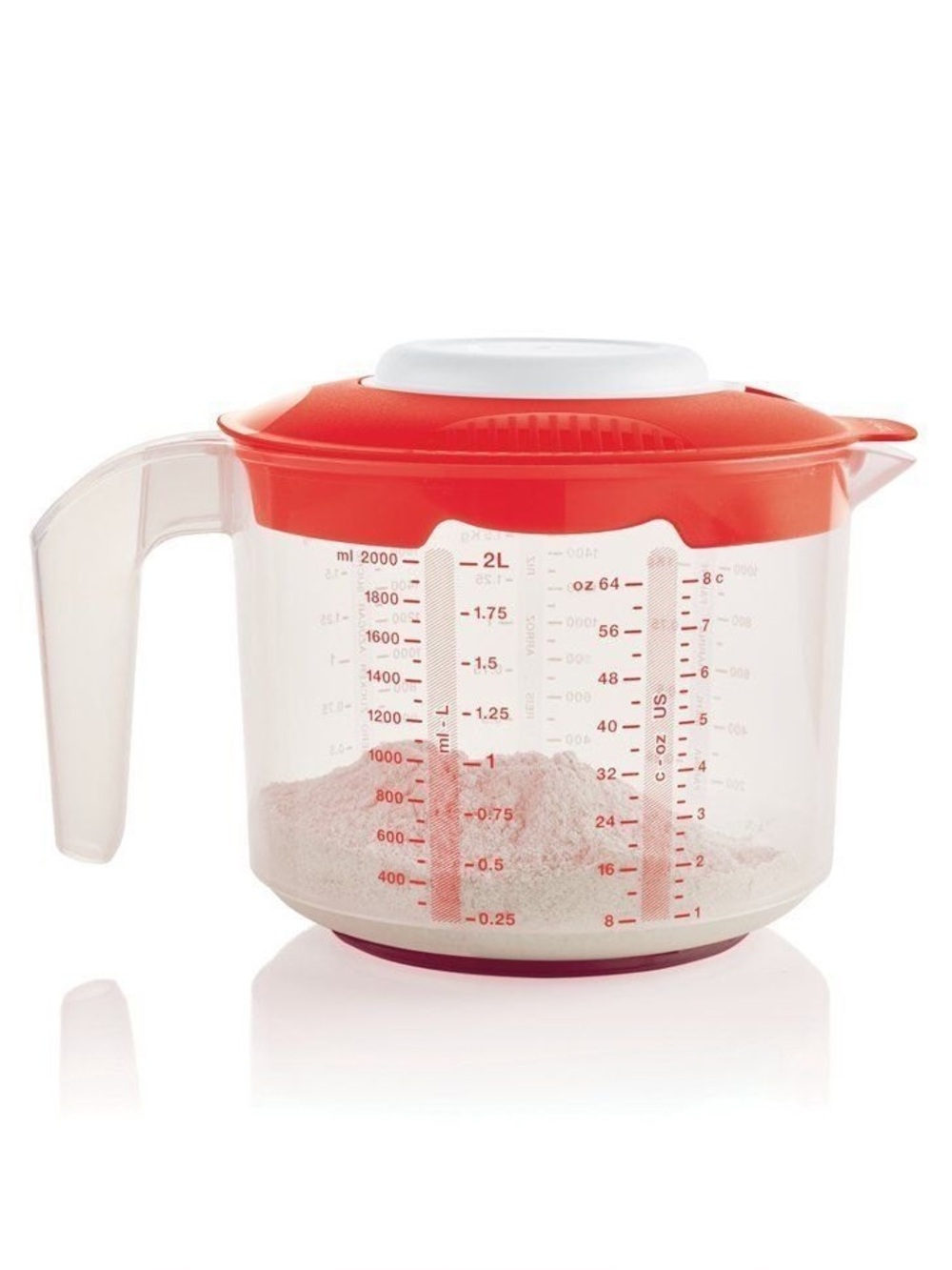 NEW Tupperware |Mix-N-Stor 2L / 8-Cup Measuring Pitcher with Splash Guard Lid